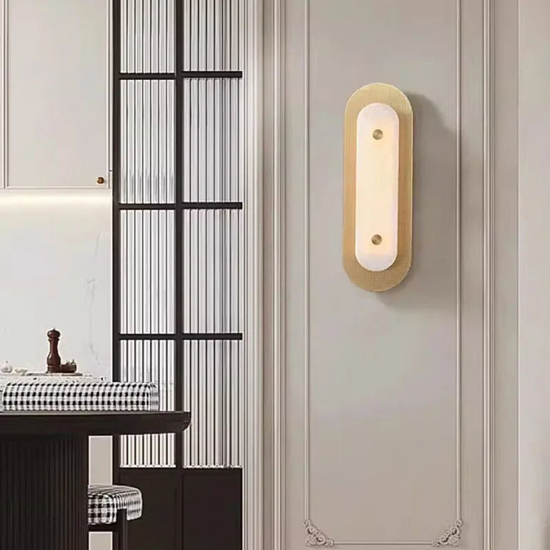 applique murale en marbre naturel ellipse art déco 3000k - vue 4 sur 8