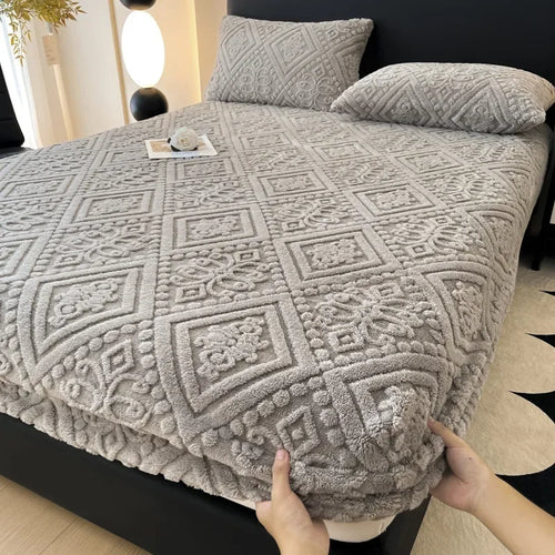 Plush Mattress Cover For Bed,stretch Soft Material Fitted Sheet, Keep Warm,dust Protector,machine Washable 90X200,180X200 - vue 8 sur 20