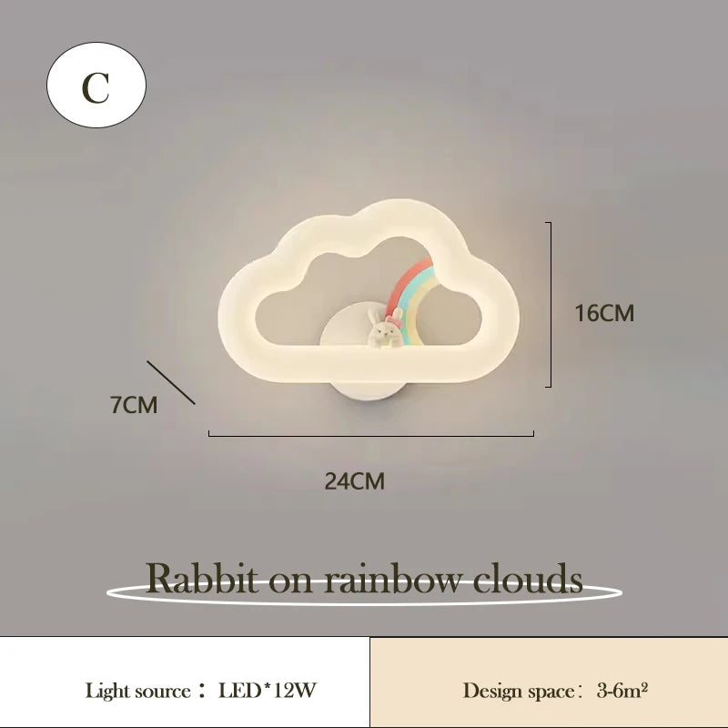 applique murale nuage arc-en-ciel à led pour chambre d'enfant - vue 5 sur 6