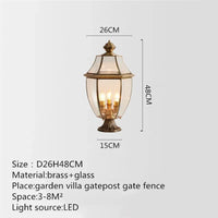 lampe de jardin classique en laiton éclairage extérieur étanche rétro