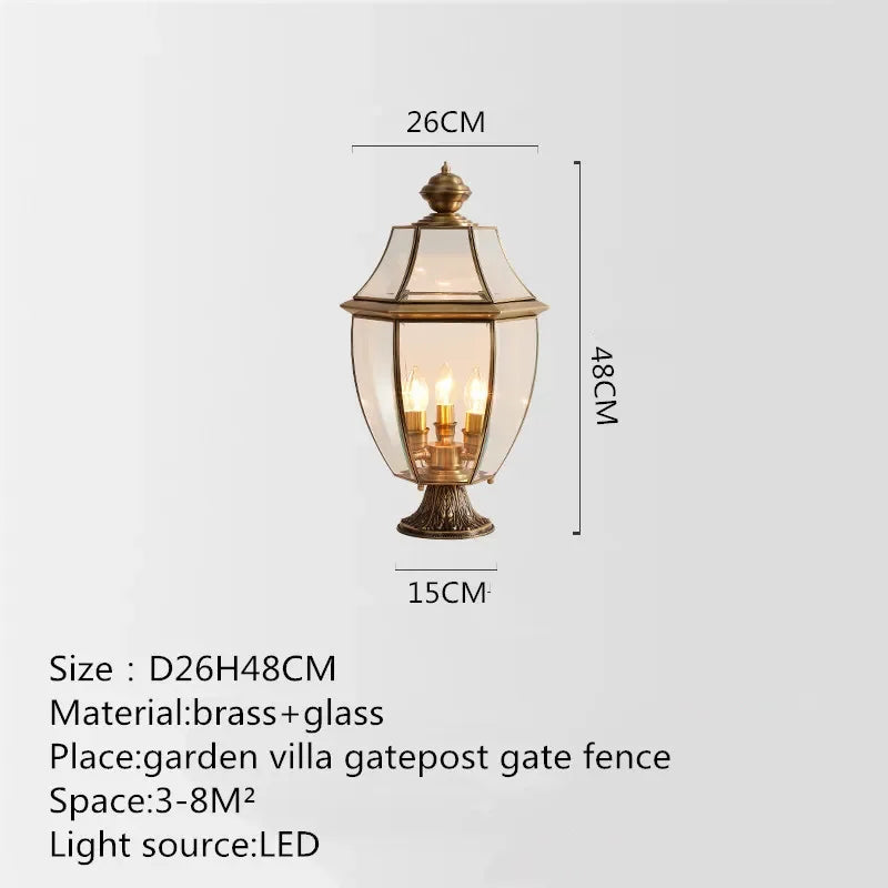 lampe de jardin classique en laiton éclairage extérieur étanche rétro