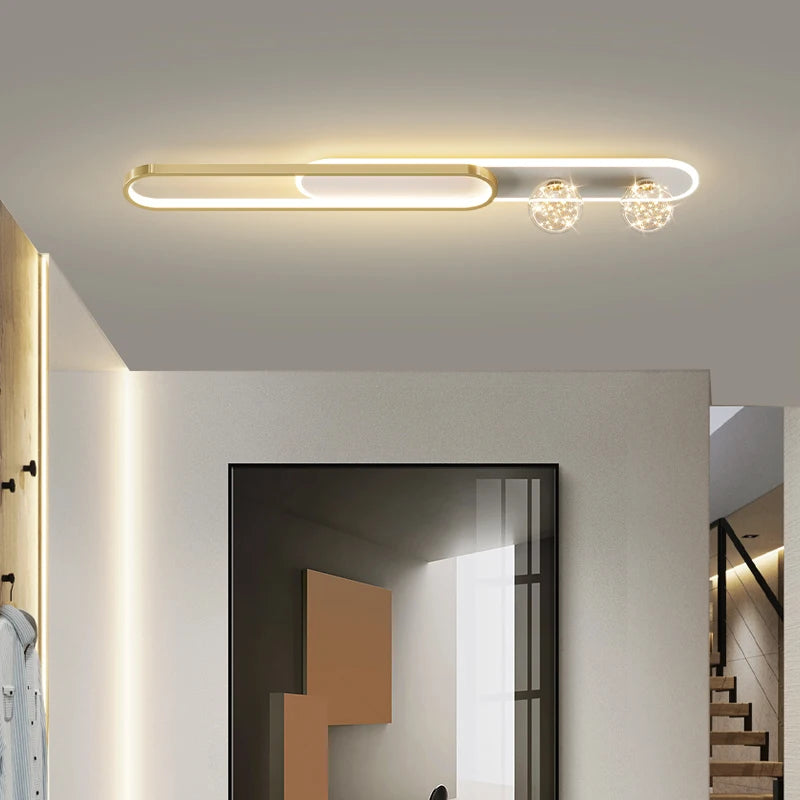 lustre moderne de luxe simple étoilé longue bande encastrée - vue 7 sur 14