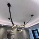 Minimalist leather and glass LED chandelier for decoration