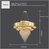 lustre moderne art design en cristal doré pour décoration luxueuse