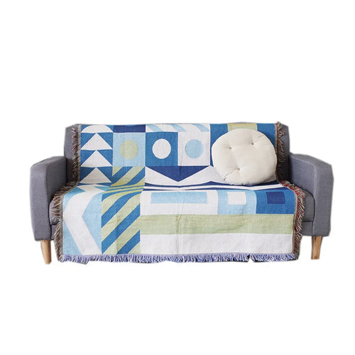 Serviette de canape jacquard nordique motif geometrique automne