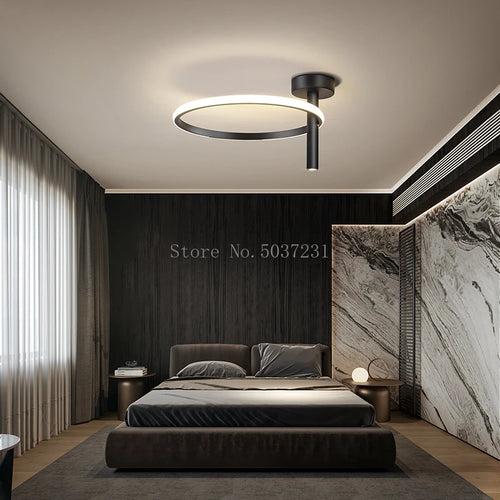 Modern minimalist LED ring ceiling light for home décor - vue 5 sur 24