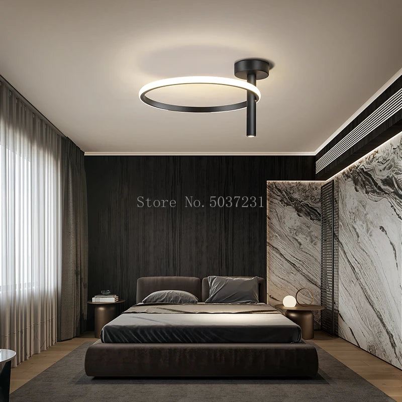 Modern minimalist LED ring ceiling light for home décor - vue 5 sur 24