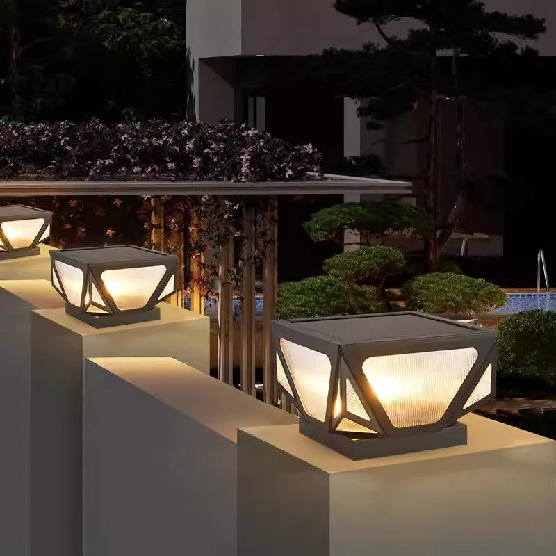pilier lumière solaire extérieure étanche pour jardin villa - vue 6 sur 14