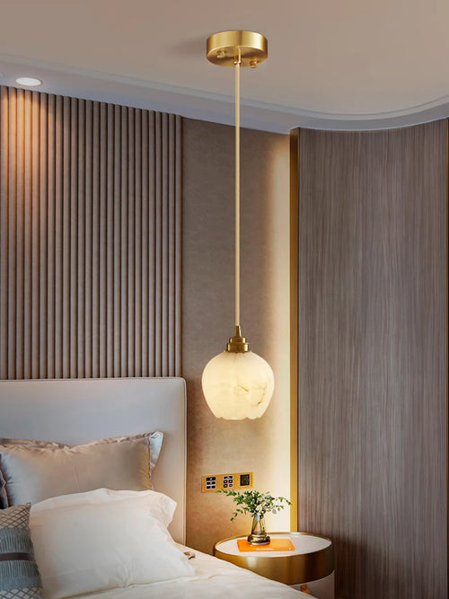 Nordic marble and copper pendant light minimalist design - vue 2 sur 9