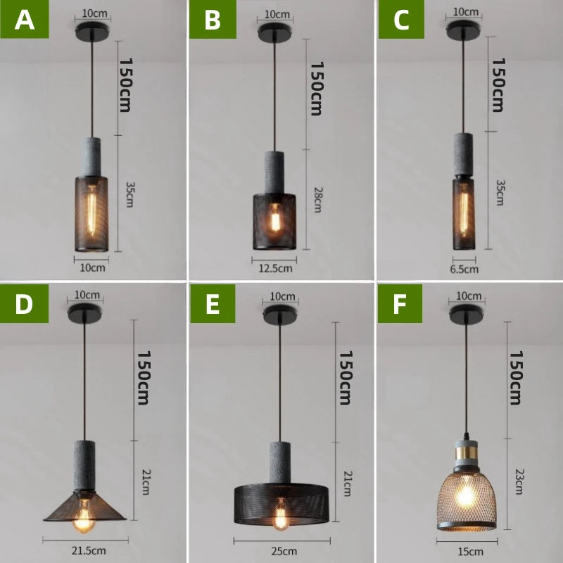 lustre ciment suspension led loft béton tube long décor salle cuisine éclairage - vue 3 sur 12