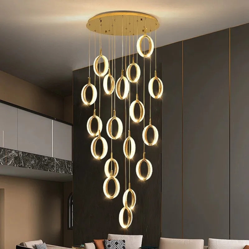 lustre moderne long grande rotation pour villa duplex - vue 3 sur 15