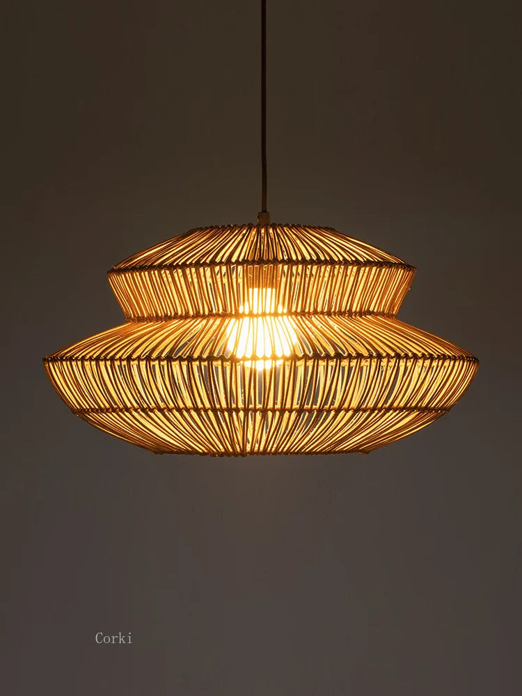 suspension en rotin chinois artisanale pour décoration intérieure - vue 5 sur 12