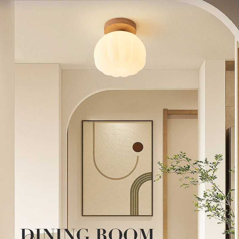 plafonnier led design nordique moderne en forme de fleur de citrouille - vue 7 sur 10