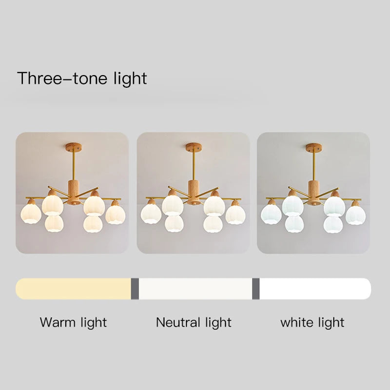 lustre en bois crème pour décoration moderne et style contemporain - vue 7 sur 10