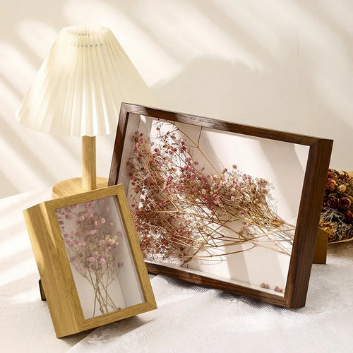 cadre photo flottant transparent avec fleurs séchées décoratif et artisanal - vue 6 sur 10