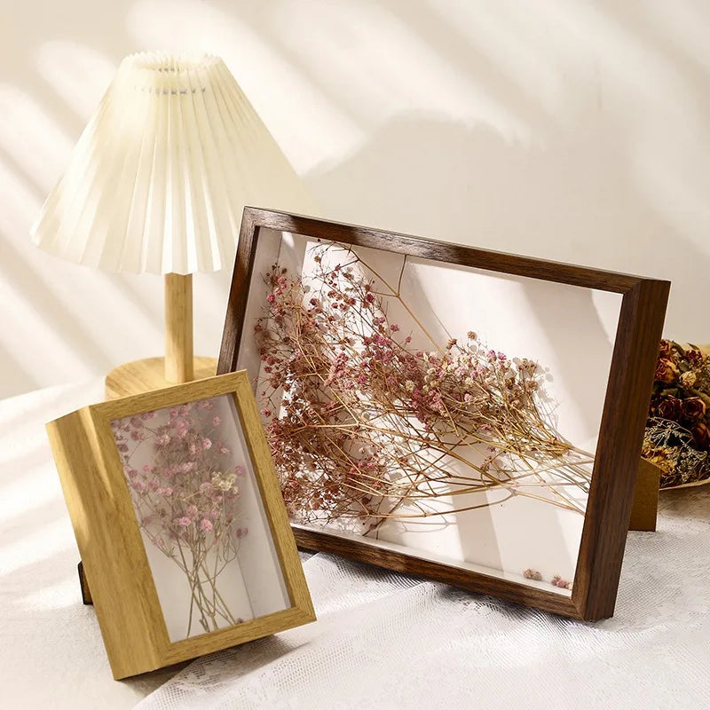 cadre photo flottant transparent avec fleurs séchées décoratif et artisanal - vue 5 sur 10