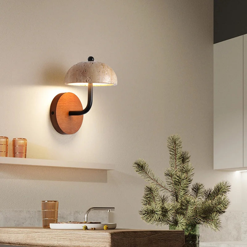 applique murale led vintage en forme de champignon en pierre naturelle - vue 3 sur 6