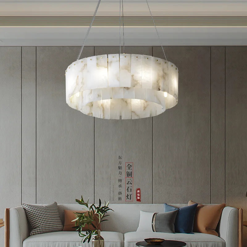 lustre suspension élégant en marbre naturel led postmoderne pour villa - vue 6 sur 14