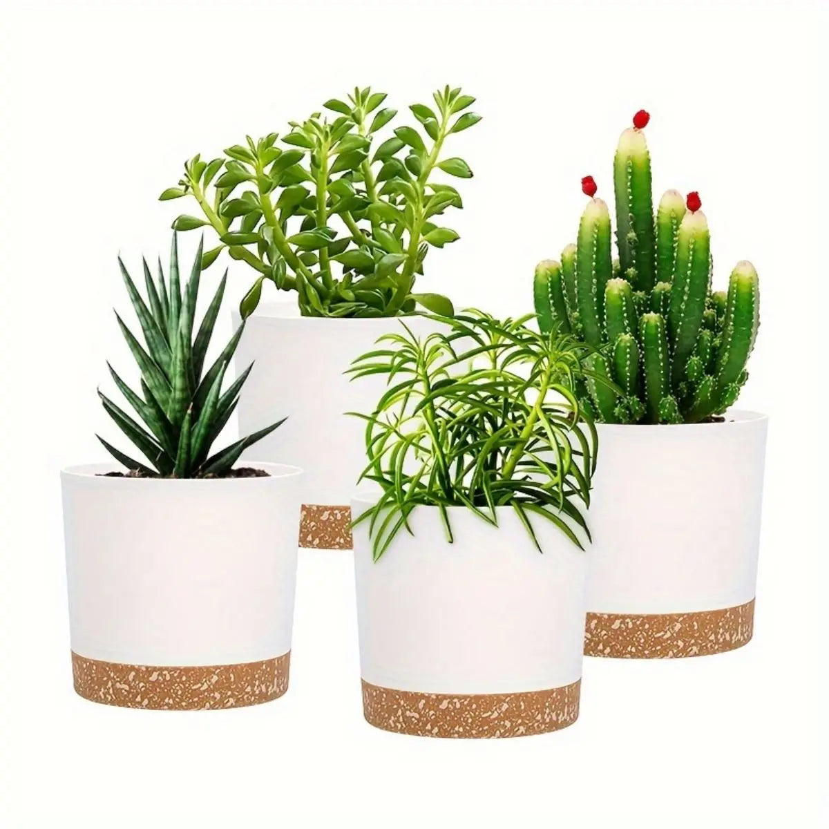 lot de 4 pots de fleurs ronds avec fond amovible et respirant - vue 12 sur 11