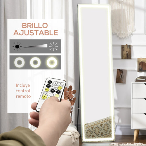 HOMCOM wall mirror full body standing mirror with LED lights 40x37x157.5 cm - vue 5 sur 7