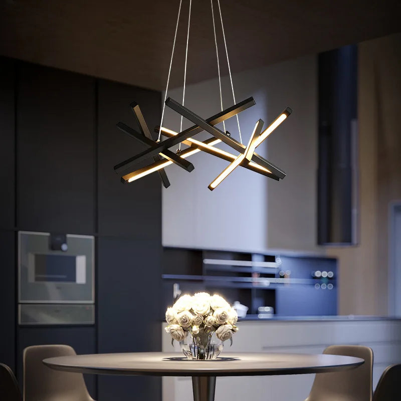 Lustre LED nordique adapté au salon - vue 3 sur 9