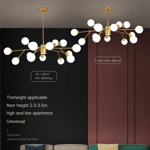 lustre nordique à led avec boule de verre pour luminaires suspendus