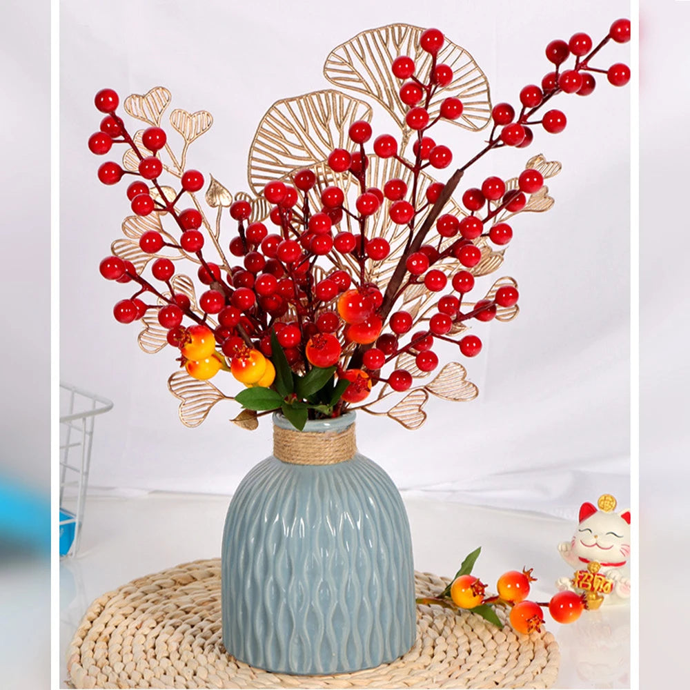 branche de fruits rouges artificiels pour décoration de Noël et récoltes - vue 5 sur 11