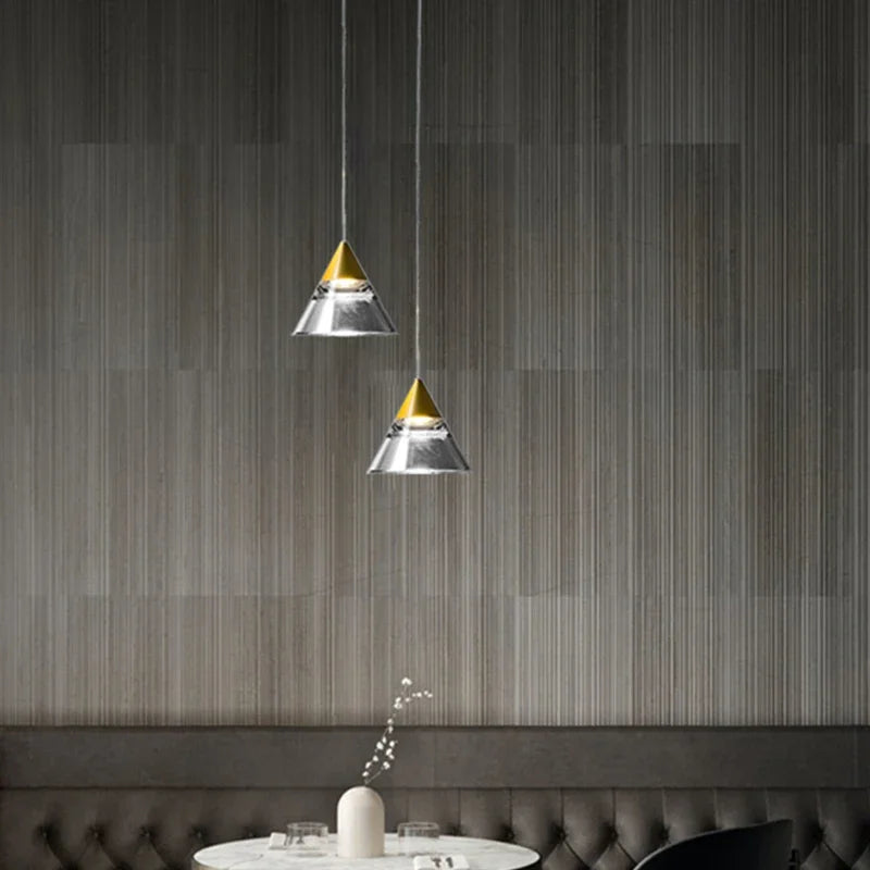 Lamp Modern Acrylic Pendant Light Fixtures Gold, Mini Pendant Lighting For Kitchen Island, Dining Room, Bedroom, Hallway, Kitch - vue 3 sur 7