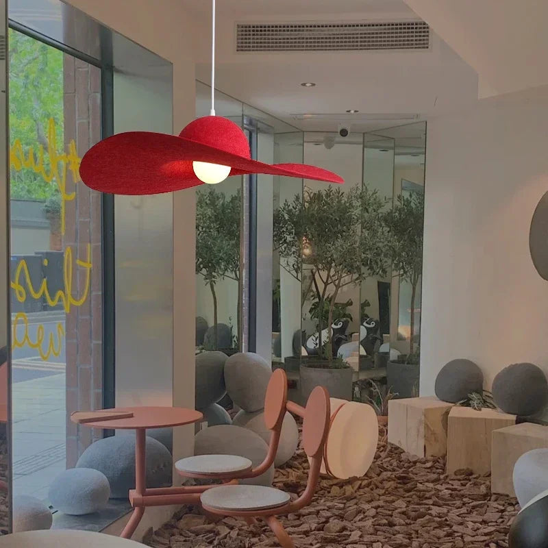 Felt Pendant Lamps Nordic Hat Chandelier Ceiling Hanging Light for Living Dining Room Bedroom - vue 4 sur 12
