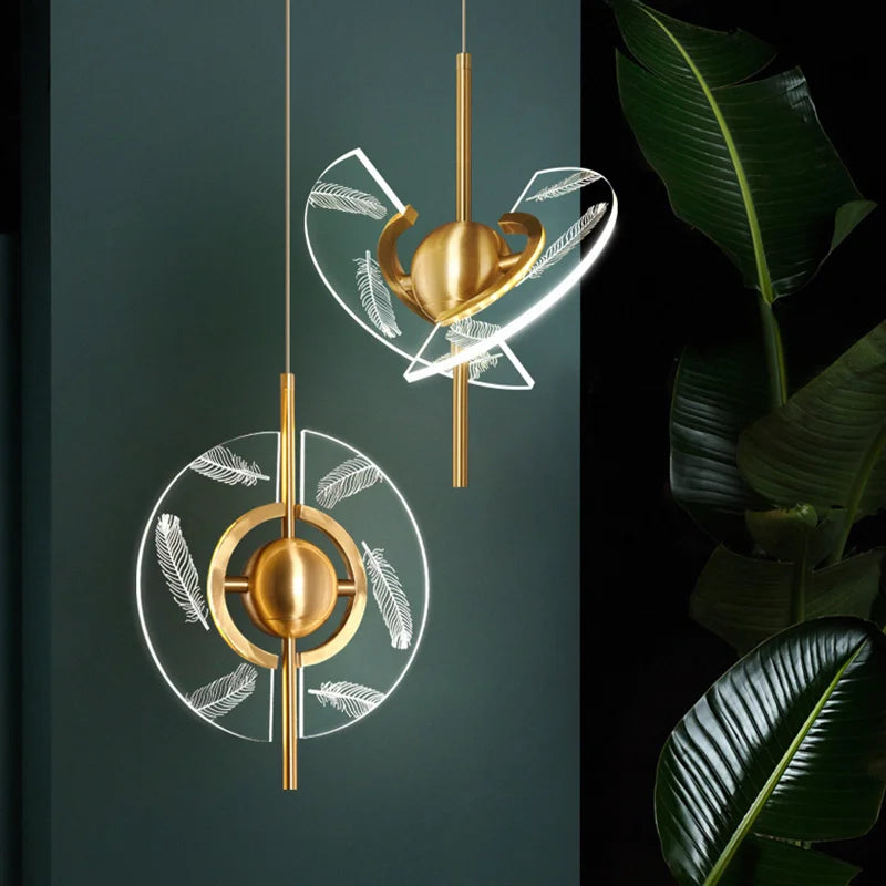lustre moderne en cuivre pour décoration créative intérieur élégant - vue 6 sur 14