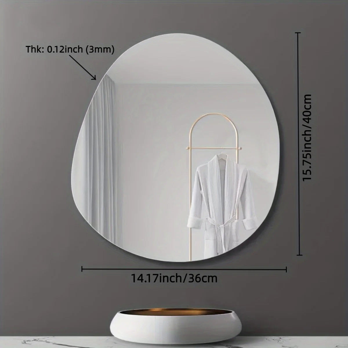 Ellipse Irregular Bathroom Acrylic Shatterproof Mirrors, Wall Mirror, Non Glass Mirror Decor for Bedroom, Living Room
