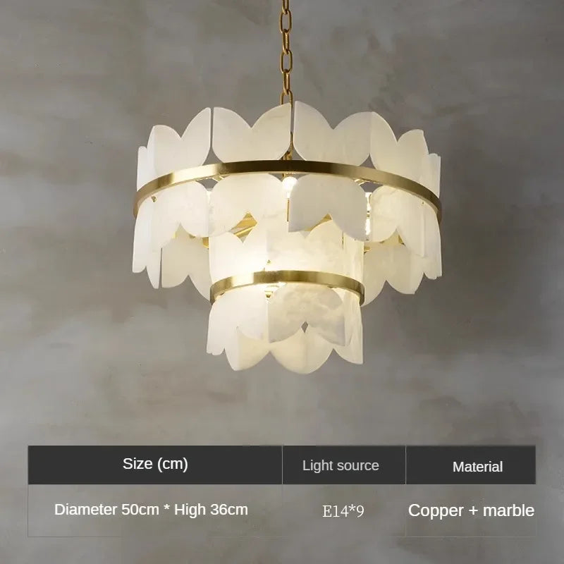 Natural marble and copper minimalist designer pendant light