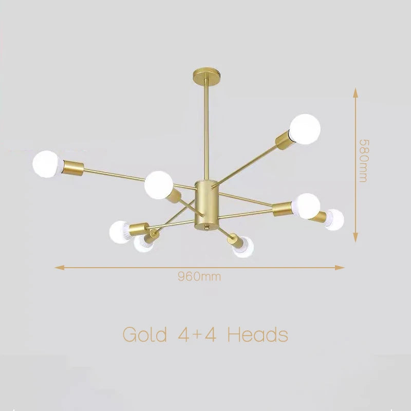Moderne Simple suspension LED lumière fer lustre chambre salon salle à manger éclairage à la maison noir/or E27 220V plafonnier - vue 8 sur 20