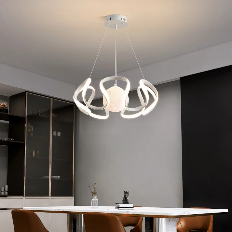 lampes suspendues nordiques style loft avec ampoules lune led