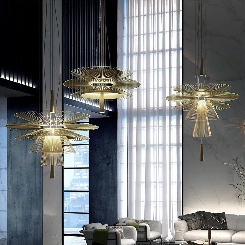 lustre de luxe sandyha led en métal lampe suspendue décorative - vue 6 sur 15