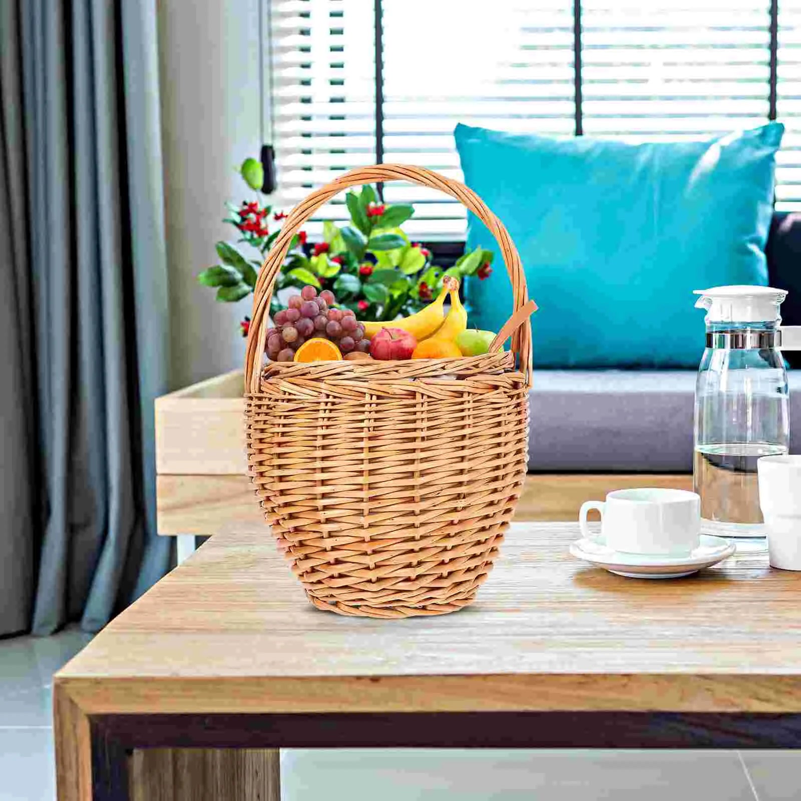 lot de 10 paniers en rotin naturel pour rangement extérieur et pique-nique - vue 4 sur 8