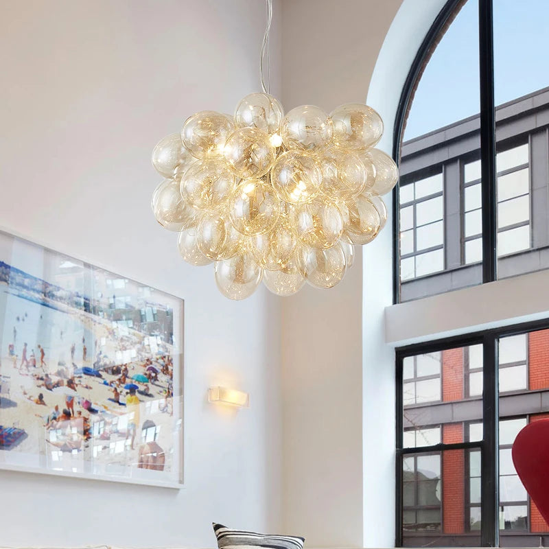 lustre moderne moonriver en verre suspendu pour décoration - vue 4 sur 16