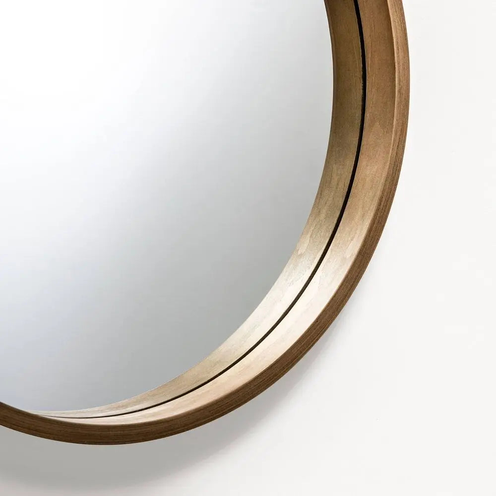 miroir mural rond moderne en magnolia rustique naturel - vue 5 sur 4