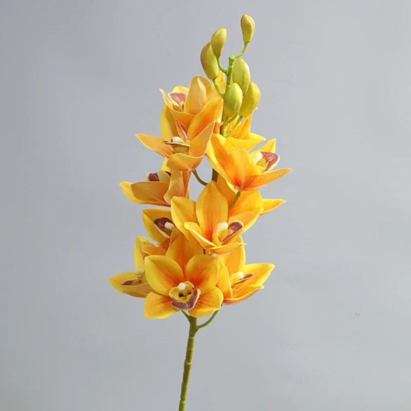 Realistic cymbidium artificial flowers from New Zealand, lifelike orchid decoration - vue 8 sur 10