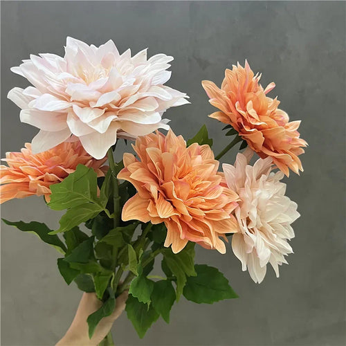 Set of 2 realistic artificial dahlia flowers for indoor decoration - vue 5 sur 9
