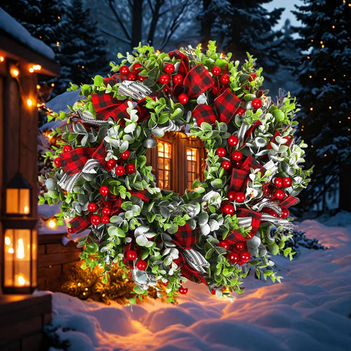 couronne de porte faite à la main pour décorations de fêtes