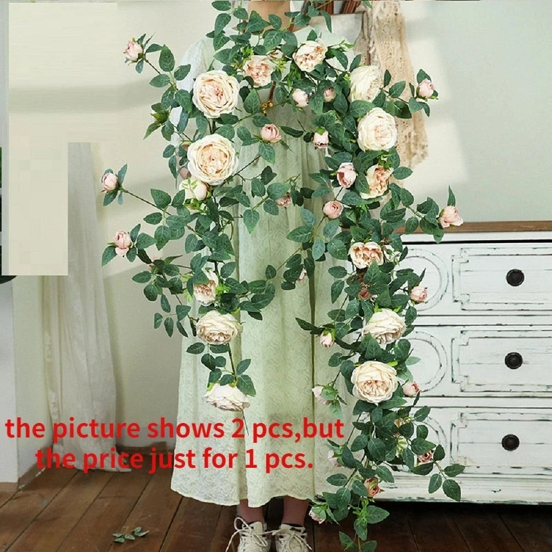 fleurs artificielles en soie roses vignes décoration florale élégante - vue 10 sur 11