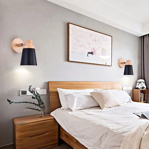 Modern minimalist nordic solid wood wall light - vue 3 sur 11