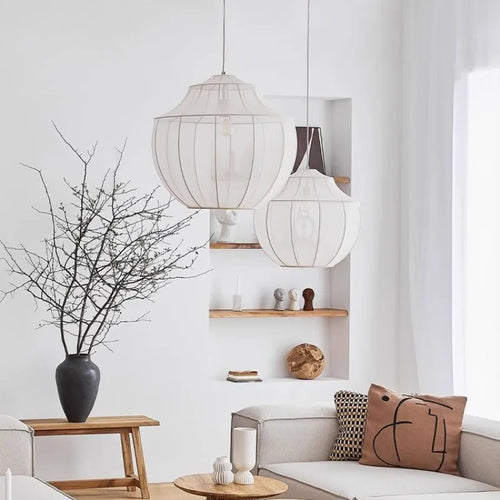 Modern fabric pendant light for minimalist interior decor