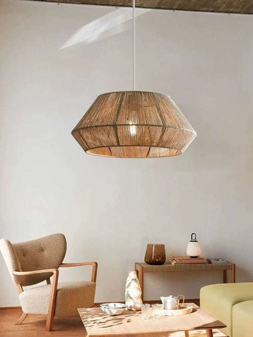 suspension en rotin japonais style wabi sabi pour espaces rustiques - vue 3 sur 16