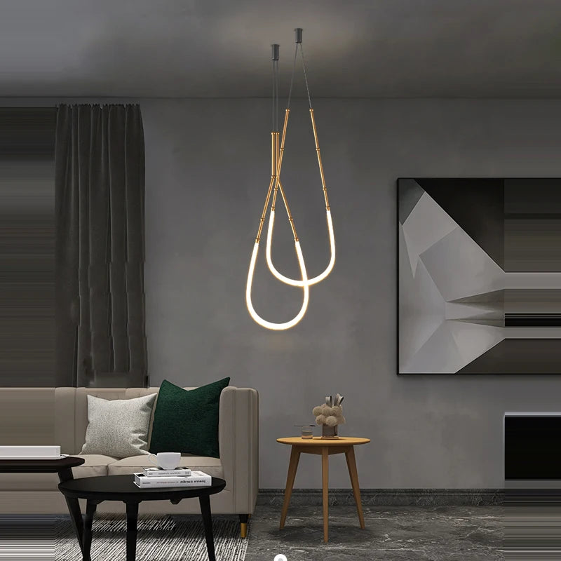 lustre linéaire à led design en acier inoxydable minimaliste - vue 5 sur 16
