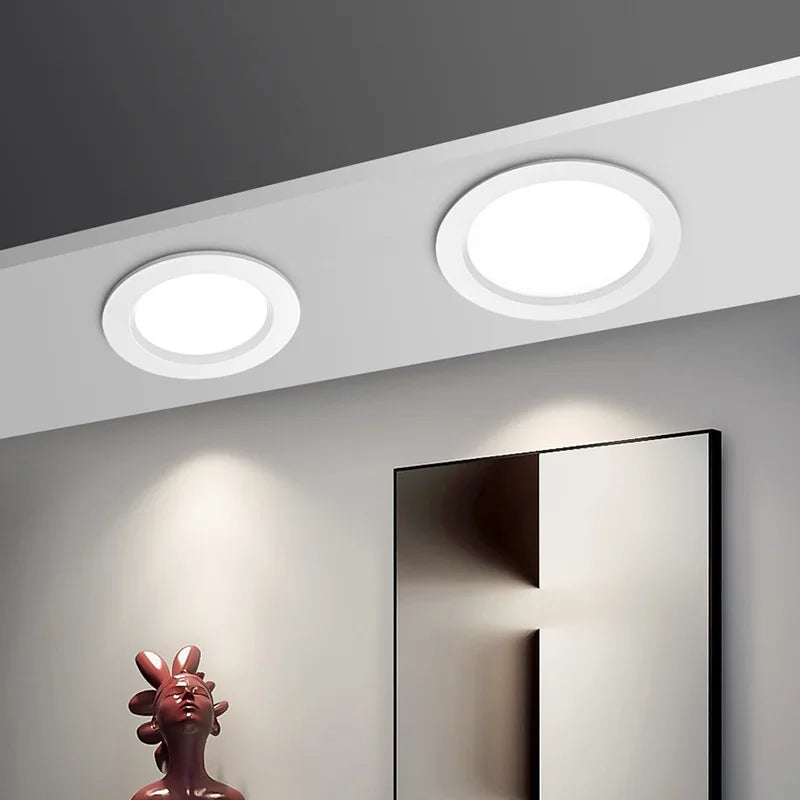 plafonniers ultra minces encastrés led spots d'intérieur panneau lumineux rond - vue 5 sur 5