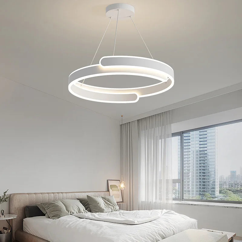 Lustre Noir Blanc Moderne LED Pour Salon Salle à manger Cuisine Éclairage Intérieur Décor À La Maison - vue 5 sur 10