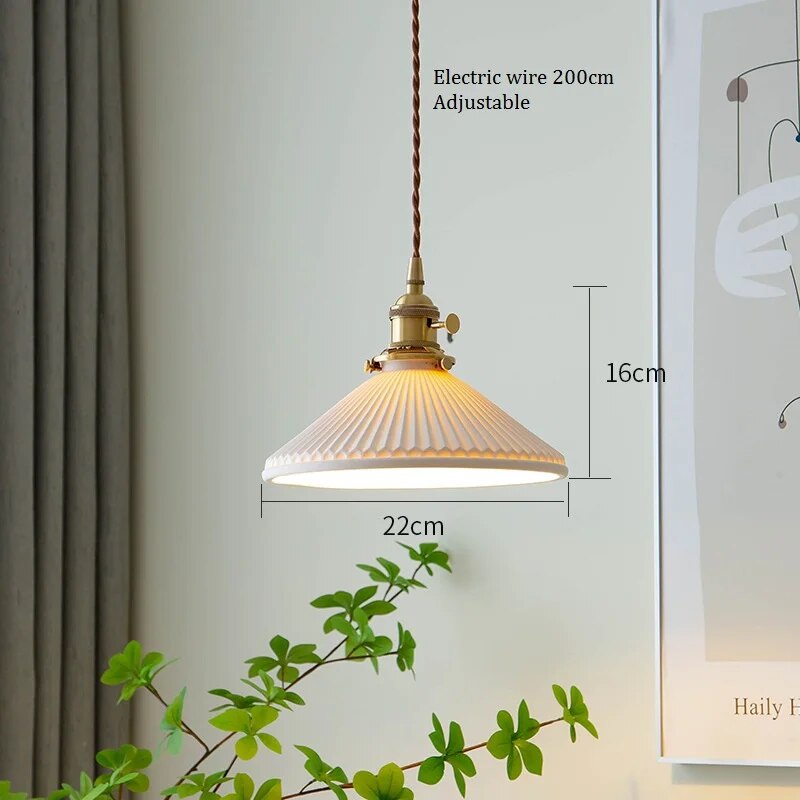 Suspension en céramique et cuivre au design nordique Vintage - vue 8 sur 8