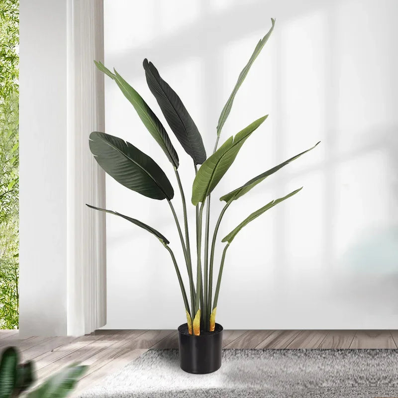 grand bananier artificiel en pot pour décoration intérieure et extérieure - vue 5 sur 7